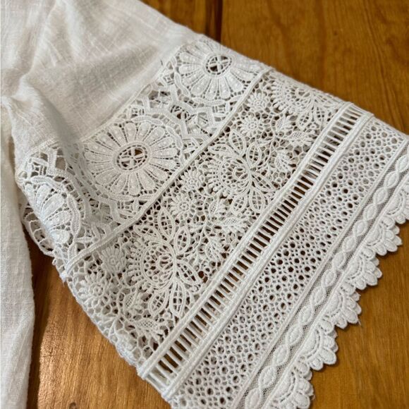 Spell and the Gypsy Abigail Mini Dress Womens SMALL Ivory White Lace Cotton Belt - Picture 6 of 14